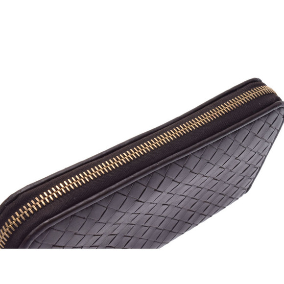 Bottega Veneta round zipper long wallet brown intrecciato lambskin - Picture 7 of 12